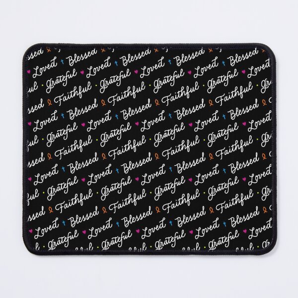 Item preview, Faithful-Grateful-Blessed-Loved Script with Christian Symbols - Black Background designed and sold by KJVCalligraphy.
