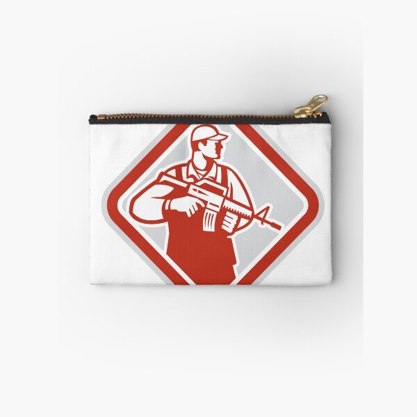 Item preview, Soldier Serviceman Military Assault Rifle Shield Retro designed and sold by patrimonio.