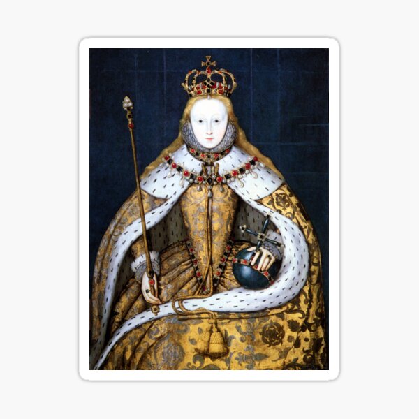 Vista previa del artículo con la obra «La reina Isabel I de Inglaterra con su túnica de coronación», diseñado y vendido por allhistory.