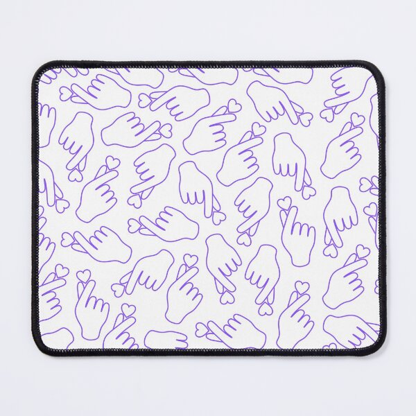 Purple Finger Heart on White Mouse Pad