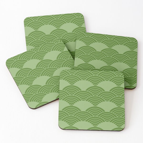 Item preview, Jade Japanese Seigaiha Pattern Wagara Ink And Grass Green Watercolor designed and sold by ViewerEqualsPhoton.