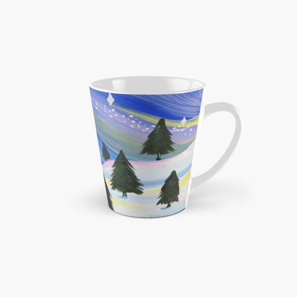 Whimsical Winter Scene Acrylic Painting Tall Mug