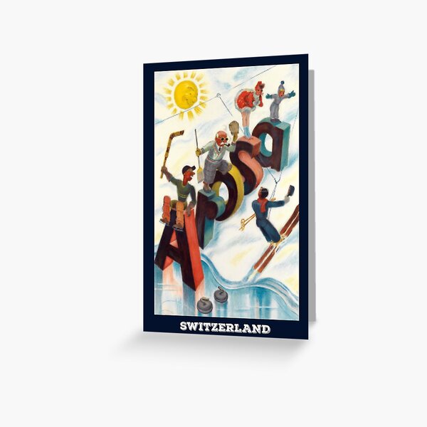 Arosa, Schweiz. Vintage Reiseplakat Grußkarte