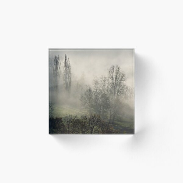 A misty autumn morning Acrylic Block