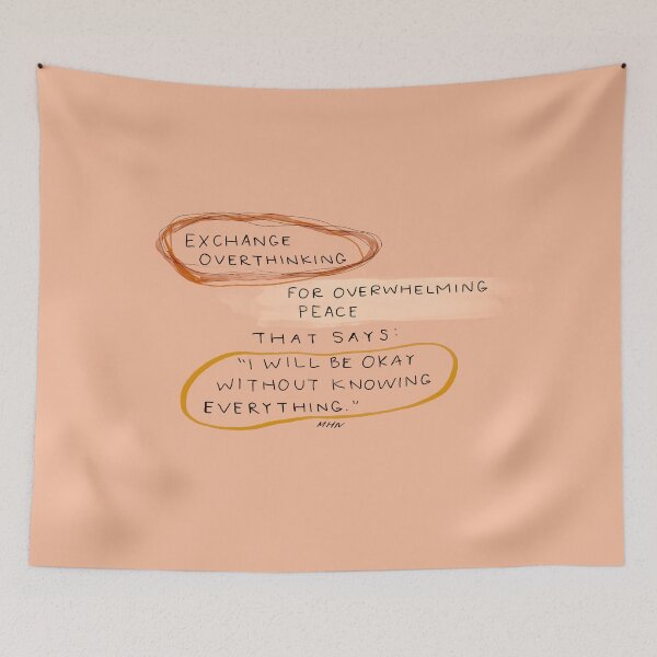 Item preview, Exchanging Overthinking for Overwhelming Peace - Blush Pink Inspiring Positive Quote designed and sold by morgansgoods.