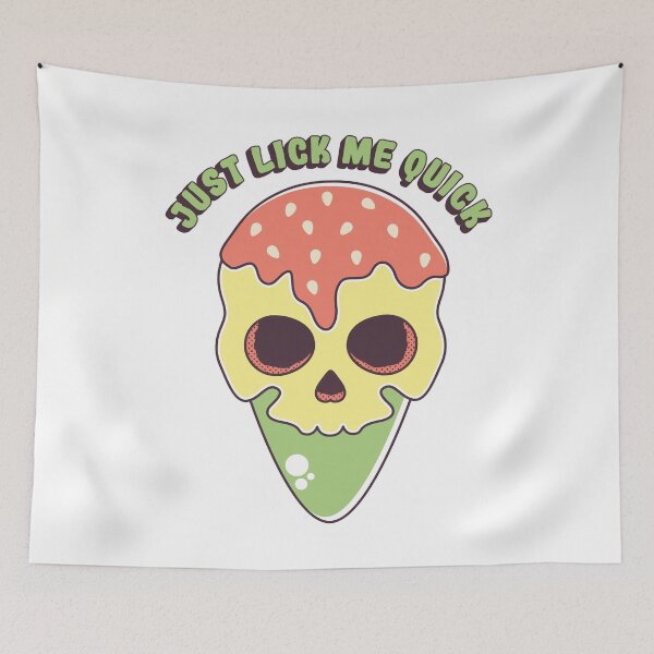 Item preview, Just lick me quick - Kawaii skull ice cream design for dessert lovers designed and sold by spacedowl.