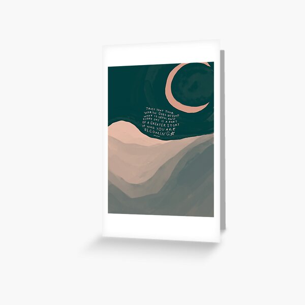 Item preview, Who You Are Becoming - Inspiring Positive Quote With Mountain and Moon designed and sold by morgansgoods.