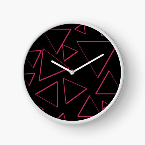 Funky Nineties Style Pink Triangle Pattern Clock