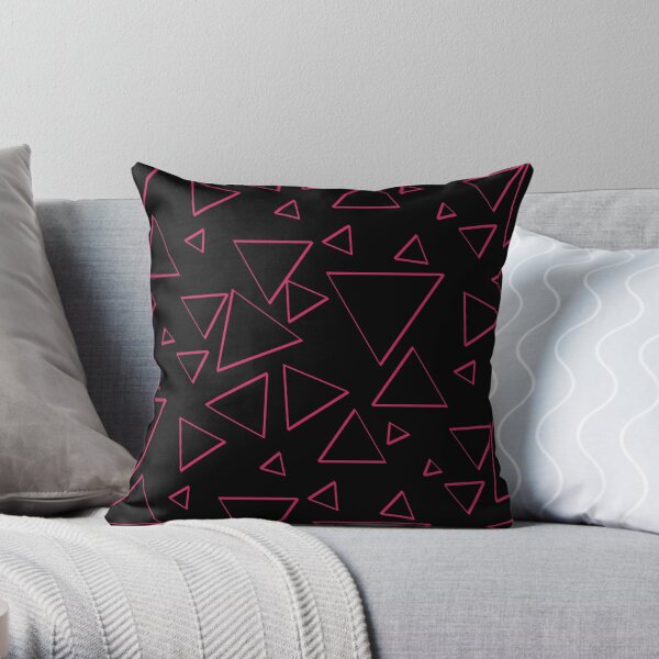 Funky Nineties Style Pink Triangle Pattern Throw Pillow