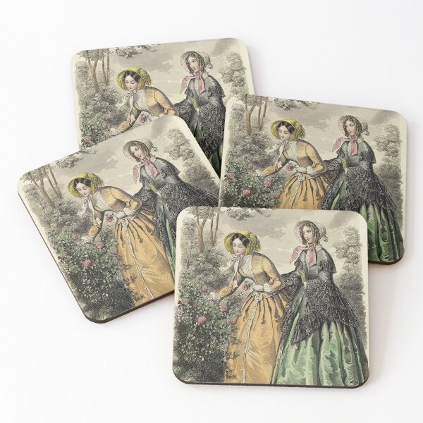 Artikelvorschau, Zwei Frauen im Garten | Vintage Modeplatte entworfen und verkauft von KnightandMoon.