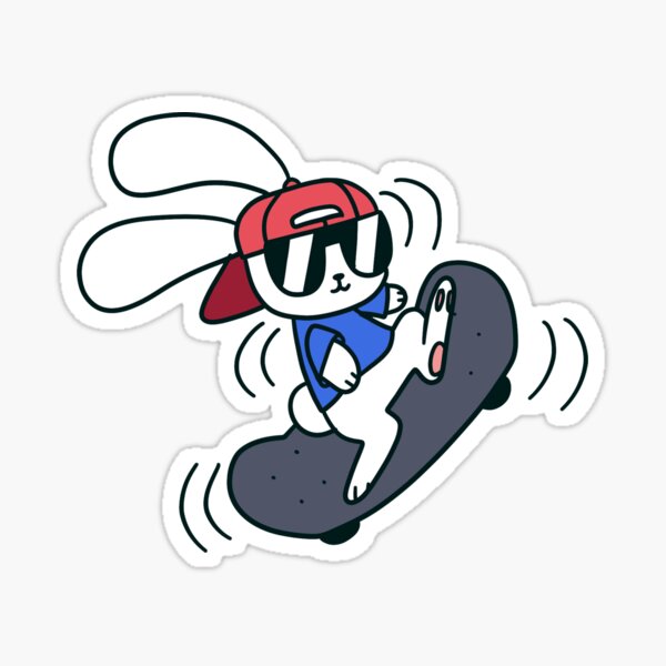 "Skateboard Bunny" Sticker by SaradaBoru Redbubble