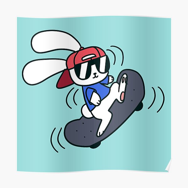 Skateboard Bunny Posters Redbubble