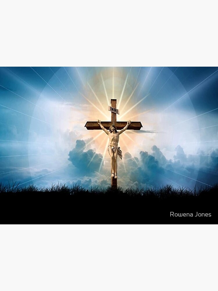 Jesus on offers the Cross - framed holographic image