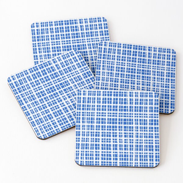 Item preview, Retro Painted Plaid in Blue and White designed and sold by kierkegaard.
