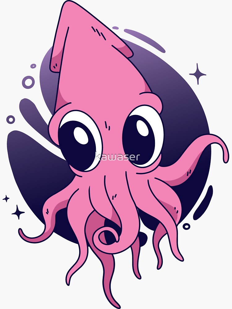 Cute Squid T Shirt Design Sticker For Sale By Kawaser Redbubble