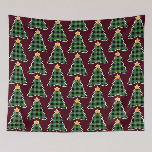 Item preview, Green Buffalo Plaid Christmas Tree designed and sold by Happy Puppy Print On Demand.