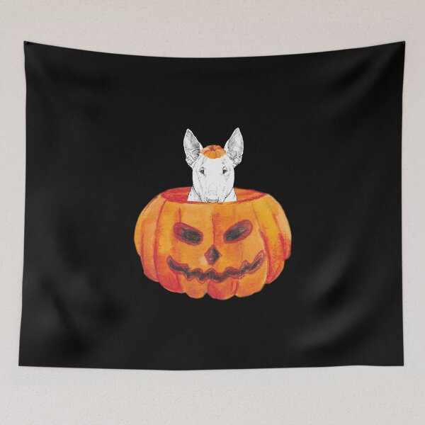 Item preview, Bull Terrier Dog Happy Halloween Pumpkin designed and sold by thepawster.