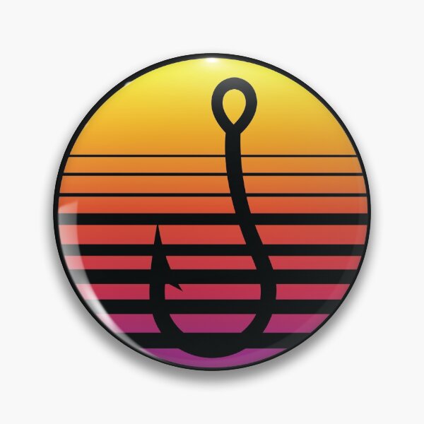 Item preview, Outrun Sunset fish hook. Fishing design designed and sold by leavector.