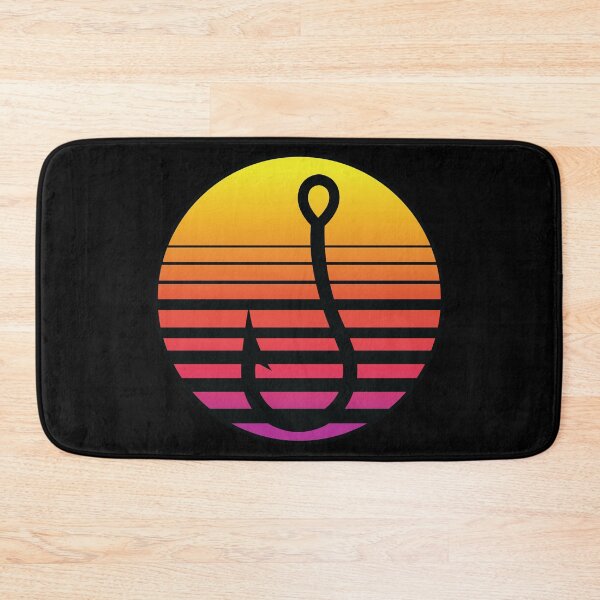 Item preview, Outrun Sunset fish hook. Fishing design designed and sold by leavector.