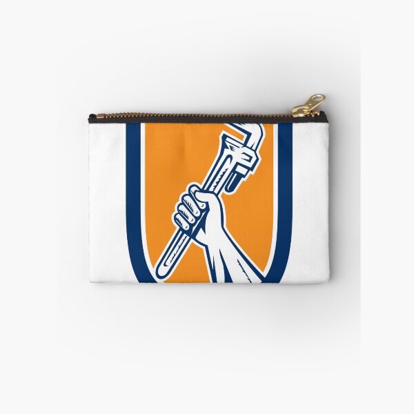 Item preview, Hand Holding Spanner Wrench Shield Woodcut designed and sold by patrimonio.