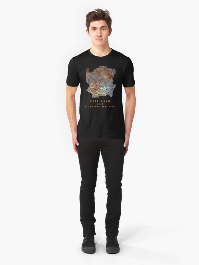Alternate view of COOL STEAMPUNK ART KEEP CALM FUNNY QUOTE Slim Fit T-Shirt