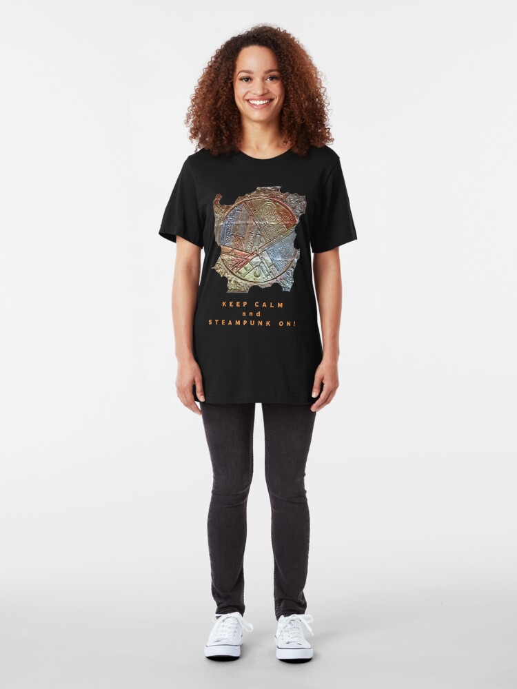 Alternate view of COOL STEAMPUNK ART KEEP CALM FUNNY QUOTE Slim Fit T-Shirt