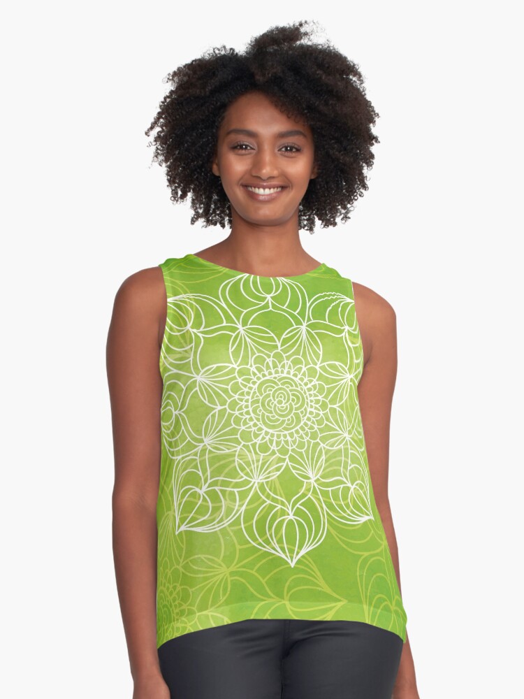 Imagen 1 de 6, Blusa sin mangas con la obra Lime mandala, diseñada y vendida por weloveboho.