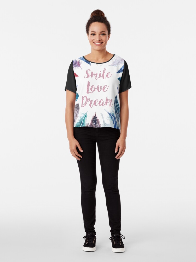 Vista alternativa de Blusa Feathers, Smile, love, dream