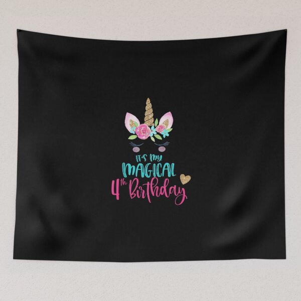 Item preview, Kids Unicorn 4th Birthday Party Girls 4 Years Old designed and sold by MasonshiNoor.