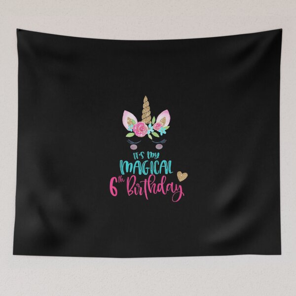 Item preview, Kids Unicorn 6th Birthday Party Girl 6 Years Old designed and sold by MasonshiNoor.
