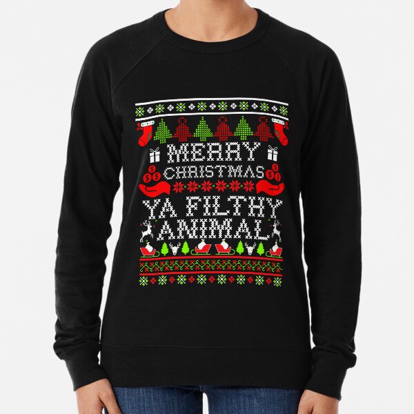 Christmas T-shirt - Merry Christmas Ya Filthy Animal Lightweight Sweatshirt