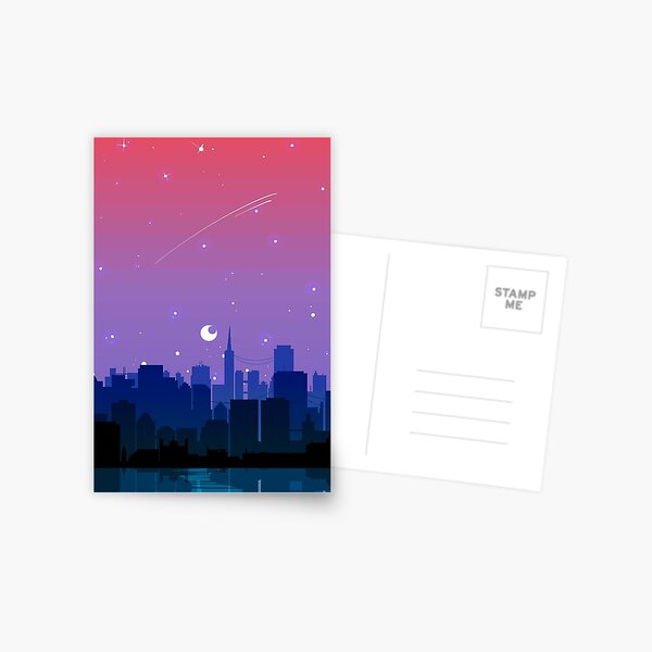 Bisexual Pride Cityscape Postcard