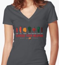 Choose Your Weapon Hot Peppers Women's Fitted V-Neck T-Shirt