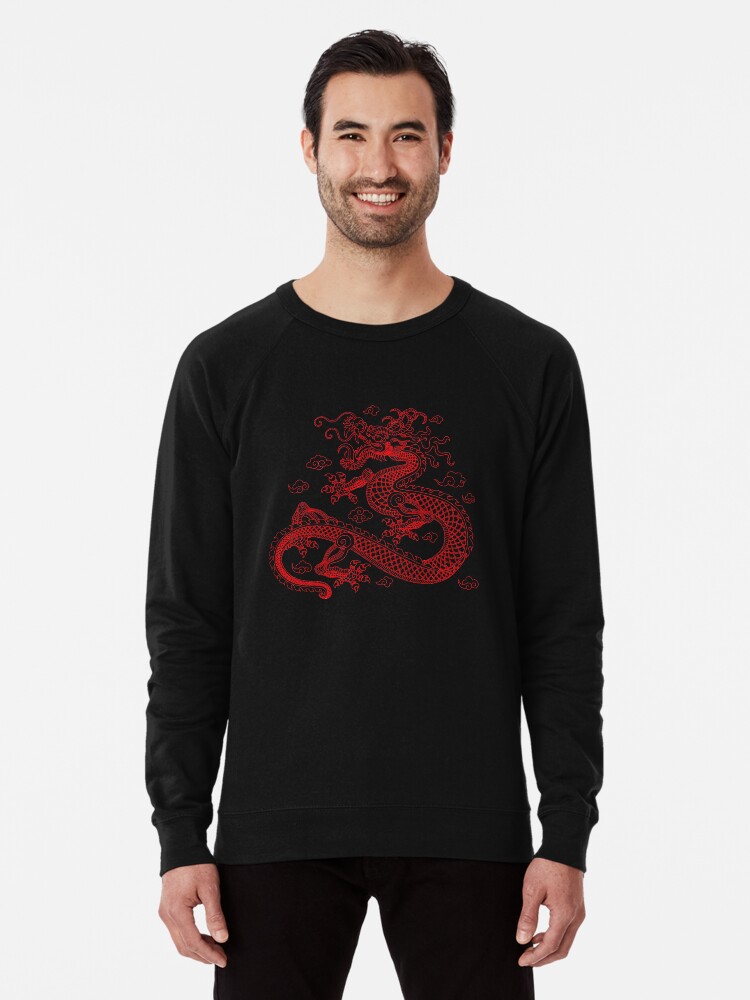 Roter chinesischer Drache Leichter Pullover