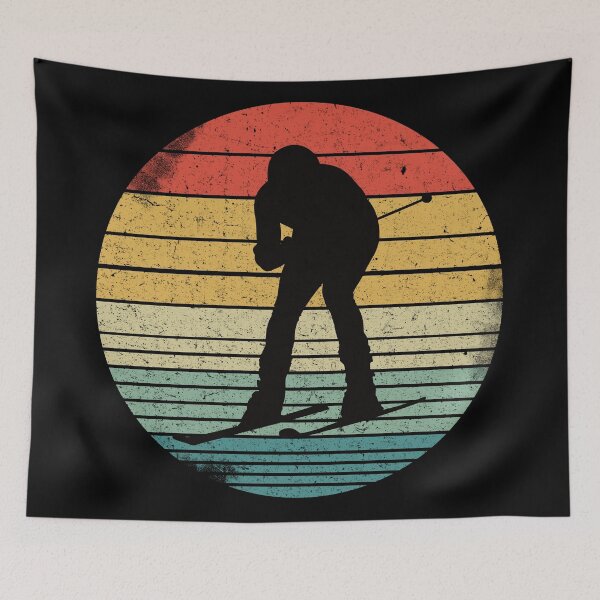Item preview, Snow Skiing Silhouette On Vintage Sunset designed and sold by Primroaddesigns.