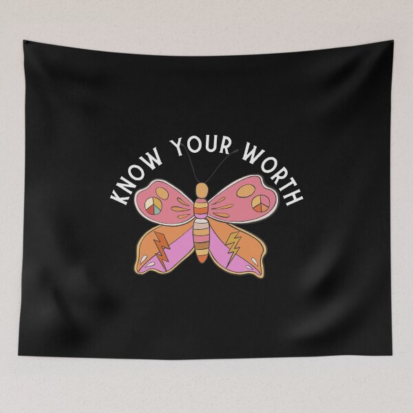 Item preview, Know Your Worth Butterfly Peace Sign designed and sold by ALittleOffShop.