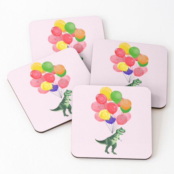 Item preview, Let's Fly T-Rex with Colourful Balloons in Pink designed and sold by bignosework.