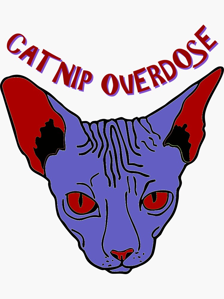 "Catnip Overdose Sticker Midnight Blue Cat" Sticker for Sale by