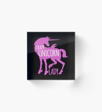 Crazy Unicorn lady in purple Acrylic Block