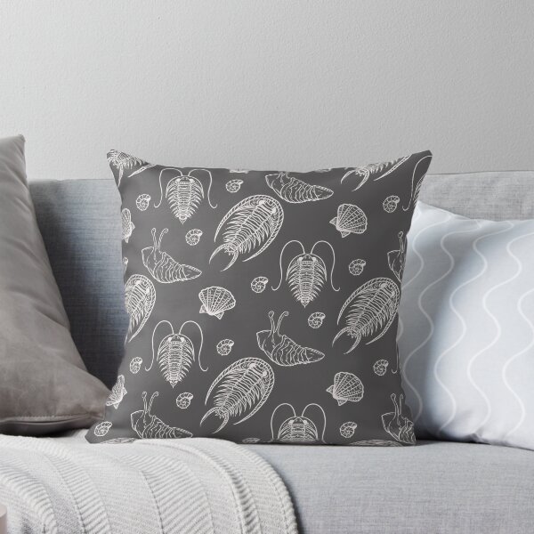 Item preview, black and white pattern with trilobites, hand-drawn designed and sold by ShamanskaKate.