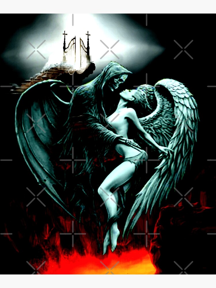 Forbidden love Angel and Demon | Mounted Print