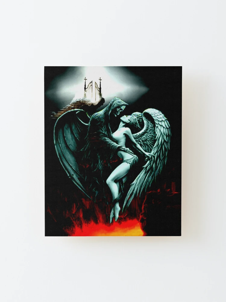 Forbidden love Angel and Demon | Mounted Print