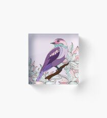 Purple bird vector illustration print Acrylic Block