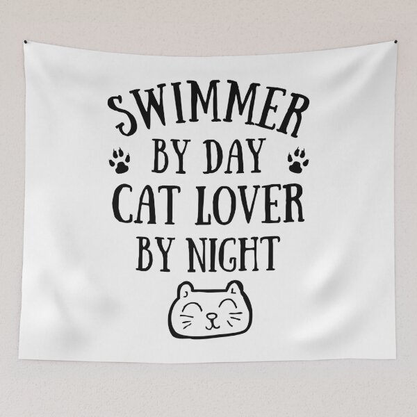 Item preview, Swimmer by day. Cat lover by night designed and sold by TheGreenGoat.