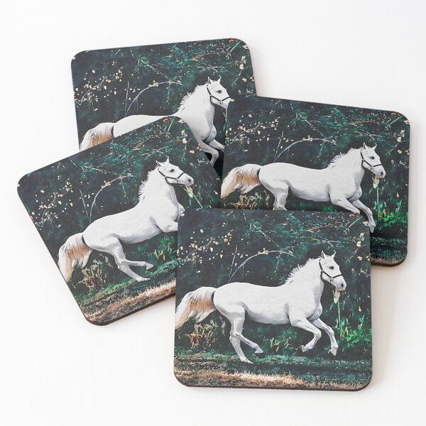 Item preview, White horse drawing - horse running through the forest designed and sold by PurpleMoss.