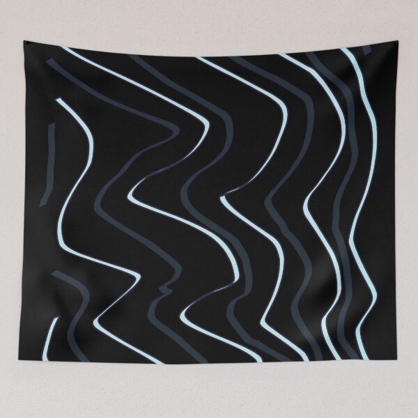 Item preview, Abstract blue and black wavy lines designed and sold by CottagePop.