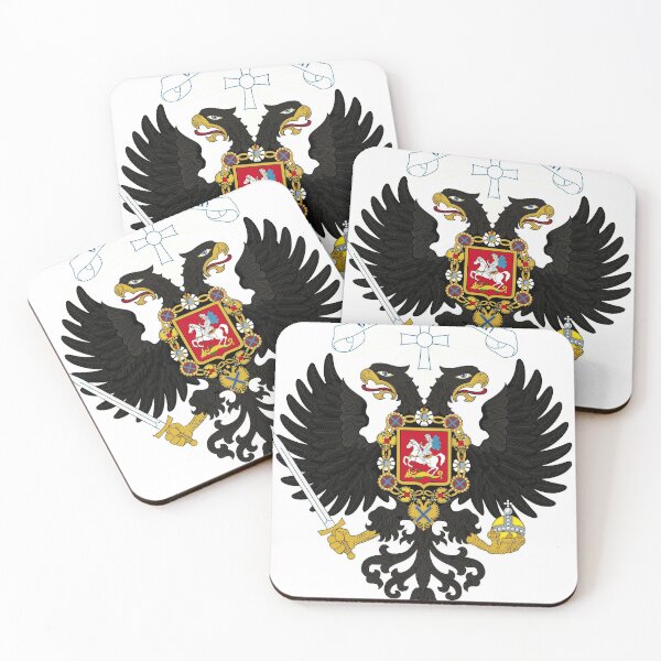 Coat of arms project for the Russian State, used by the governments of Alexander Kolchak and Anton Denikin Coasters (Set of 4)