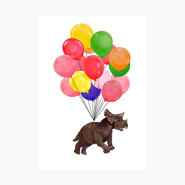 Item preview, Let's Fly Triceratop with Colourful Balloons designed and sold by bignosework.