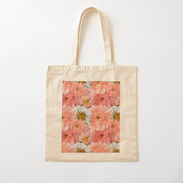 Zinnia Garden No. 8, El Dorado Peaches and Cream Flower Garden Mix Cotton Tote Bag