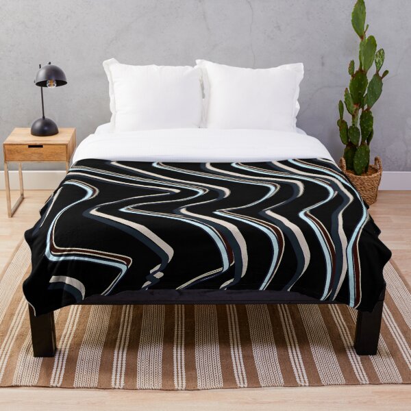 Aperçu de l'œuvre Lignes ondulées abstraites brunes, bleues, noires et beiges créée et vendue par CottagePop.
